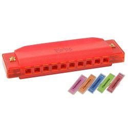 Kids Harmonica 10-Hole Music Creation Pro Colorful Translucent Tuned Educational Mouth Organ wit ...