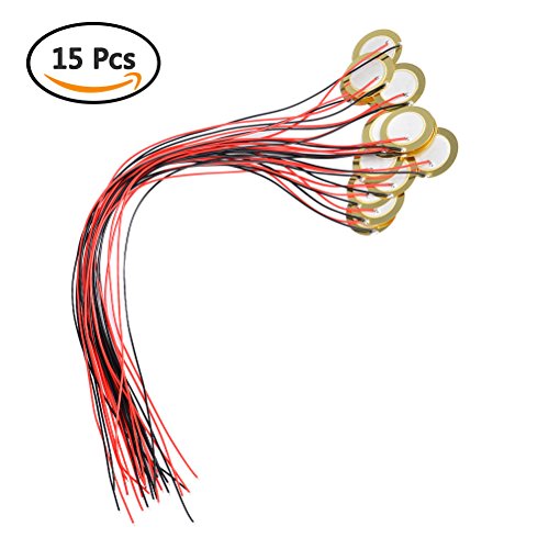 TIMESETL 15pcs Piezo Pickup 27mm Piezo Amplifiers Discs with 13″ Leads for Acoustic Guitar ...