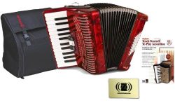 Hohner Accordions 1304-RED 73-Key 48-Bass Accordion Bundle with Hohner AGB-48 Gig Bag, Alfred ...