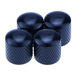 4x Black Metal Volume Tone Control Dome Knobs Guitar Bass Parts