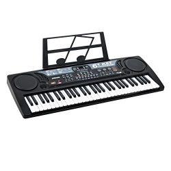 Plixio 61 Key Mid-Size Electric Piano Keyboard with USB & MP3 Input- Portable Electronic Mus ...