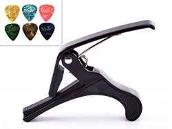 Guitar Picks Guitar Capo Acoustic Guitar Accessories Trigger Capo Key Clamp Black With Free 6 Pc ...