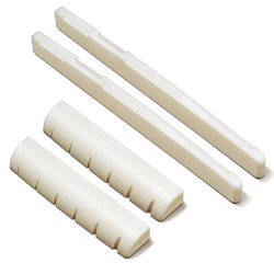 For a Left Handed Guitar – 2 Sets of 4pcs 6 String Acoustic Guitar Bone Bridge Saddle and  ...