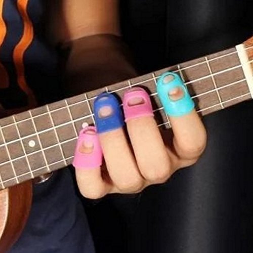 4 In 1 Guitar Fingertip Protectors Silicone Finger Guards For Ukulele by Youngstore