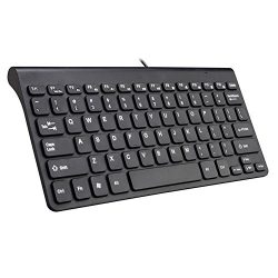 HaloVa Keyboard, USB Wired Keyboard, Mini Ulra-Thin Desktop Entertainment Keyboard, Black