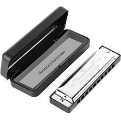 Anwenk Harmonica Key of C 10 Hole 20 Tone Diatonic Harmonica C with Case for Beginner,Students,  ...