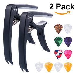 Guitar Capo Accessories with 10 Free Picks for Ukulele and Acoustic Guitars, 2 Pack