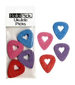 BoloPick Felt Ukulele Picks (8), with Easy to Hold Cutout Heart, for Ukulele (8 Pack, Original)