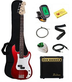 Stedman Beginner Series Bass Guitar Bundle with 15-Watt Amp, Gig Bag, Instrument Cable, Strap, S ...