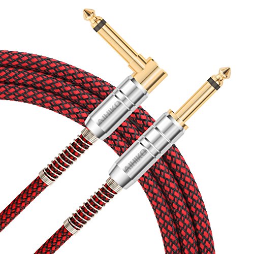 AIHIKO 10ft Guitar Cable 6.35mm Premium Electric Instrument Bass AMP Cord 1/4 Right Angle to Str ...