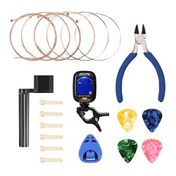 Acoustic Guitar Tools Set NASUM Guitar Accessories Kit Including Tuner,Guitar Strings,String Win ...