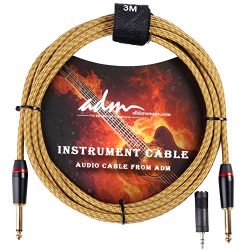 ADM 10FT 3M Straight to Straight Noiseless Musical Instruments Electric Guitar & Bass Cable, ...