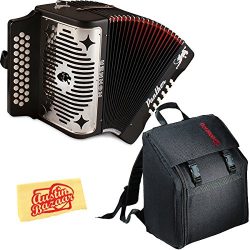 Hohner 3100GB Panther Diatonic Button Accordion in Black with accordion case and Cloth