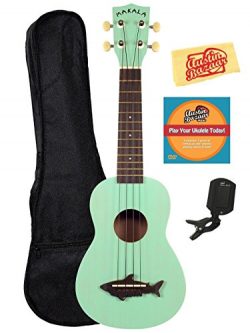 Kala MK-SS-GRN Makala Shark Soprano Ukulele – Surf Green Bundle with Gig Bag, Tuner, Austi ...