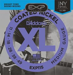 D’Addario EXP115 Coated Electric Guitar Strings, Medium/Blues/Jazz, 11-49