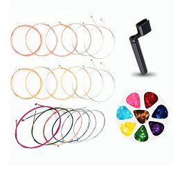 Acoustic Guitar Strings, 3 Sets Replacement Steel String with 8 Celluloid Guitar Picks Includes  ...