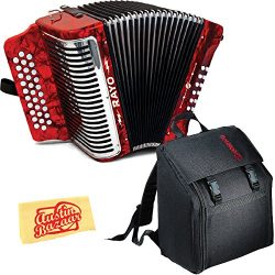 Hohner Rayo 31-Button Diatonic Accordion – Keys G/C/F Bundle with Gig Bag, Straps, and Aus ...