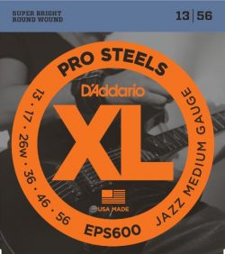 D’Addario EPS600 ProSteels Electric Guitar Strings, Jazz Medium, 13-56