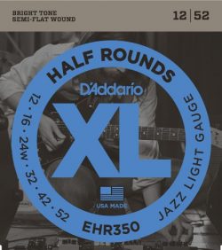 D’Addario EHR350 Half Round Electric Guitar Strings, Jazz Light, 12-52