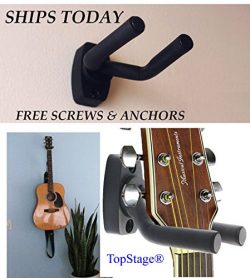 TopStage Guitar Hangers Hook Holder Wall Mount Display – Fits Guitars, Bass, Mandolin, w/M ...