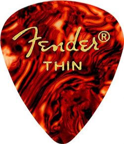 Fender 351 Shape Classic Thin Celluloid Picks, 12 Pack, Shell for electric guitar, acoustic guit ...