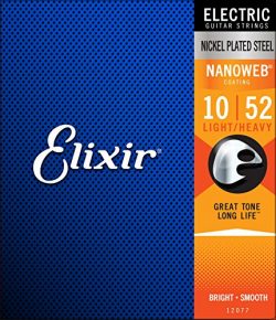 Elixir Strings Electric Guitar Strings w NANOWEB Coating, Light/Heavy (.010-.052)