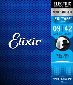 Elixir Strings Electric Guitar Strings w POLYWEB Coating, Super Light (.009-.042)