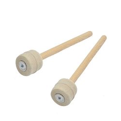 Timiy 2Pcs 13Inch Wool Sticks Mallets Felt Beater with Wooden Handle for Bass