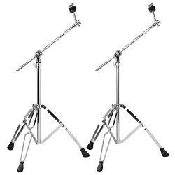 Topeakmart 2 Pack Boom Cymbal Stand Drum Hardware Percussion Double Braced Tripod Holder