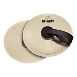 Nino Percussion NINO-NS18 7-Inch Marching Cymbal Pair with Holding Straps, Nickel Silver
