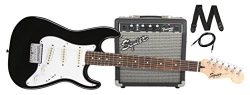 Squier by Fender Stratocaster Short Scale Beginner Electric Guitar Pack with Squier Frontman 10G ...