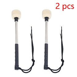 Timiy 2Pcs Bass Drum Mallet Wool Felt Head Percussion Accessory- Beige White