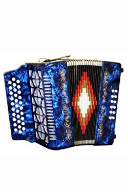 Full Size 31 Button Blue Diatonic Accordion Key of SOL G,C,F, with Hardshell Case and Back Strap ...