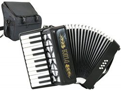 D’Luca D228-BK Grand Junior Piano Accordion 22 Keys 8 Bass with Gig Bag, Black