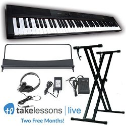 Artesia PA-88W 88-Key Weighted Portable Piano Bundle (Black), Includes Stand, Power Supply, Head ...