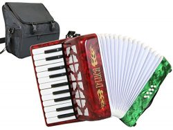 D’Luca D228-MX Grand Junior Piano Accordion 22 Keys 8 Bass with Gig Bag, Red/White/Green