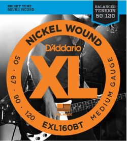 D’Addario EXL160BT Nickel Wound Bass Guitar Strings, Balanced Tension Medium, 50-120