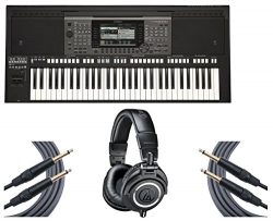 Yamaha PSR-A3000 61-Key World Arranger Keyboard + Headphones + Mogami Cables