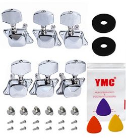 YMC Chrome-Tuning-Peg-Round220-3L3R 6 Pieces 3L3R Semiclosed Guitar Tuning Pegs Tuners Machine Heads