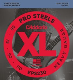 D’Addario EPS230 ProSteels Bass Guitar Strings, Heavy, 55-110, Long Scale