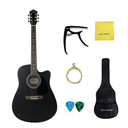 Acoustic Guitar 41 inch Basswood Cutaway Steel Strings Acoustic Guitar Starer Kit with Gig Bag,  ...