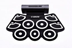 Kiker Electronic Roll Up MIDI Drum Kit with Built in Speakers, Foot Pedals, Drumsticks, and Powe ...