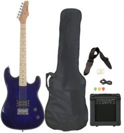 Davison Guitars Full Size Black Electric Guitar with Amp, Case and Accessories Pack Beginner Sta ...