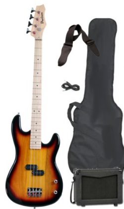 Davison Guitars Full Size Electric Bass Guitar Starter Beginner Pack with Amp Case Strap Package ...