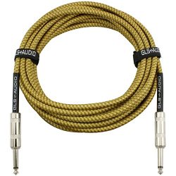 GLS Audio 20 Foot Guitar Instrument Cable – 1/4 Inch TS to 1/4 Inch TS 20 FT Brown Yellow  ...