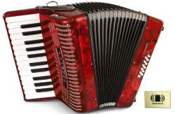 Hohner Accordions 1303-RED 37-Key 12-Bass Accordion Bundle with Zorro Sounds Polishing Cloth