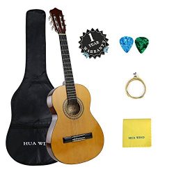 Classical Guitar set HUA WIND 39″ inch 4/4 Full Size Starter Classical Acoustic Guitar wit ...