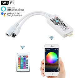 Ucharge Mini Wi-Fi RGB Led Controller+IR 24 Keys Remote Controller for Strip Lights 3528 5050 SM ...