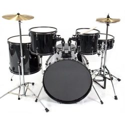 Best Choice Products Drum Sets-1263 5 Piece Complete Adult Drum Set with Cymbals, Full Size (Black)