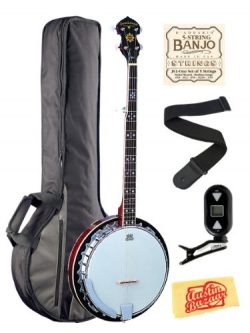 Oscar Schmidt OB5 Mahogany 5-String Banjo Bundle with Gig Bag, Tuner, Strings, Strap, and Austin ...